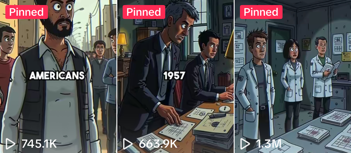 Faceless reels channel analytics for Scary History on TikTok